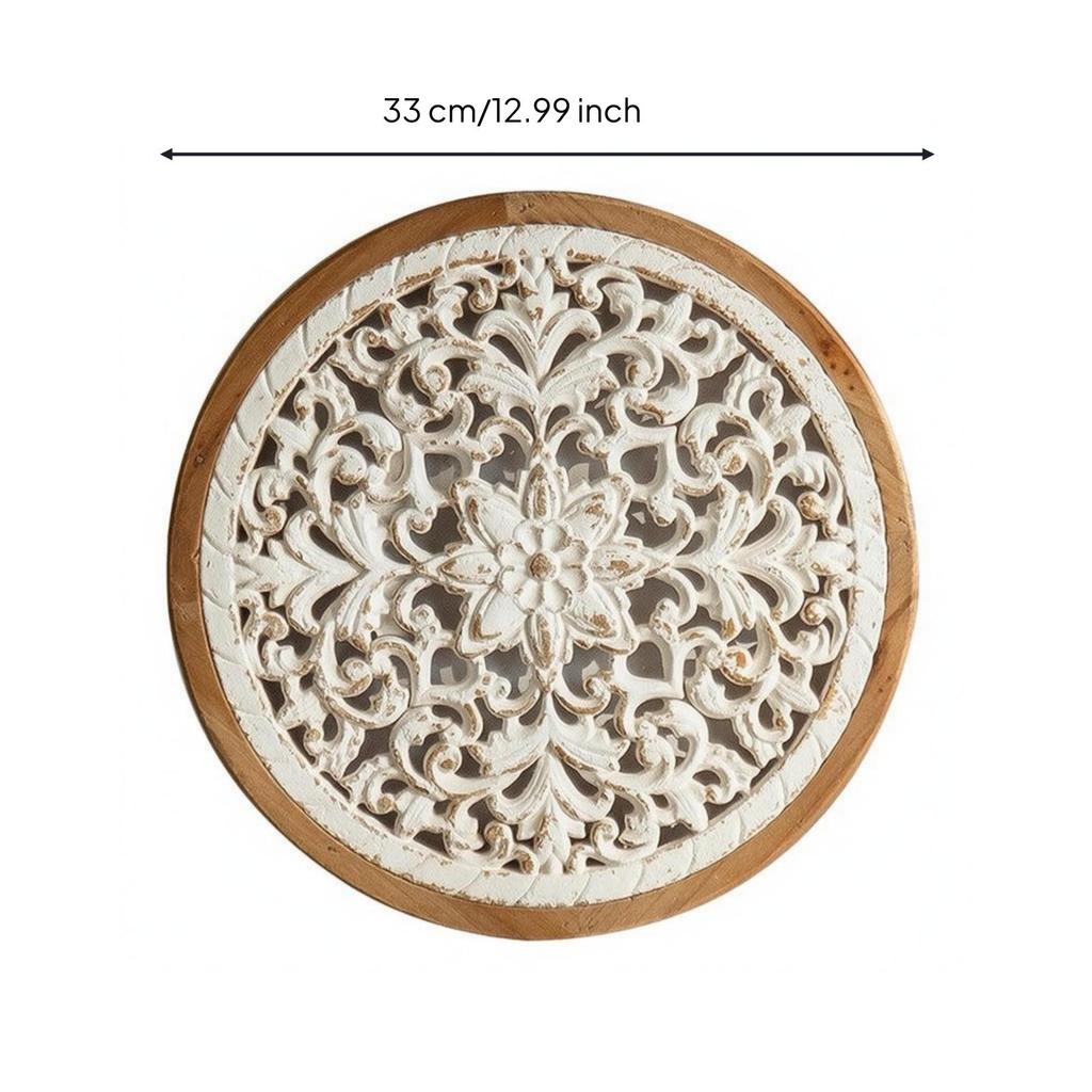 Arte da Parete Floreale Intagliata Pannello in Legno Sbiancato Traforato Decorazione per la Casa