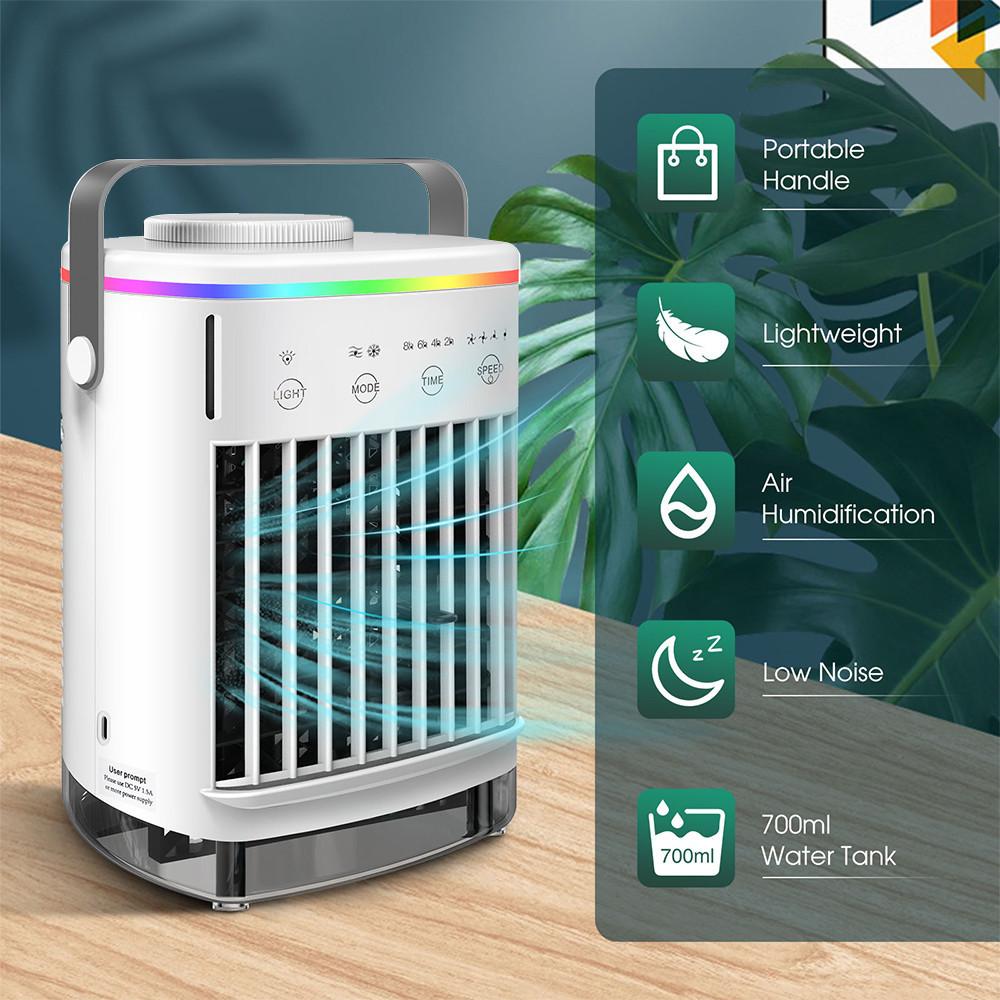 Mini Multi-function  Air Conditioning Cooling Fan  New Household USB Air Conditioner Humidifier Portable Strong Wind  Electric Fan  6.5*5.6*9.5in