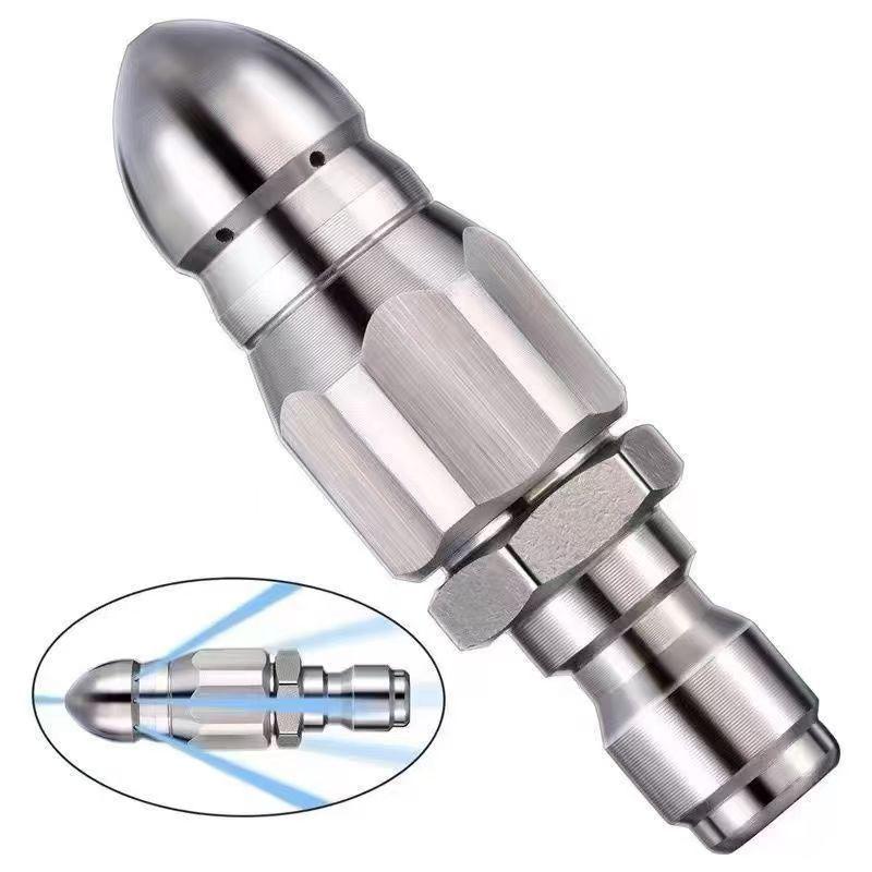 Waterstraal Hogedrukspuitmond Riolering Reinigen 1/4" RVS Hogedrukreiniger Snelkoppeling Afvoerslang Spuitmond Gereedschap Water