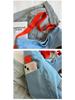 2024 New Korean Style Women's Denim Crossbody Bag: Artistic Smiley Face Canvas with Wide Shoulder Strap