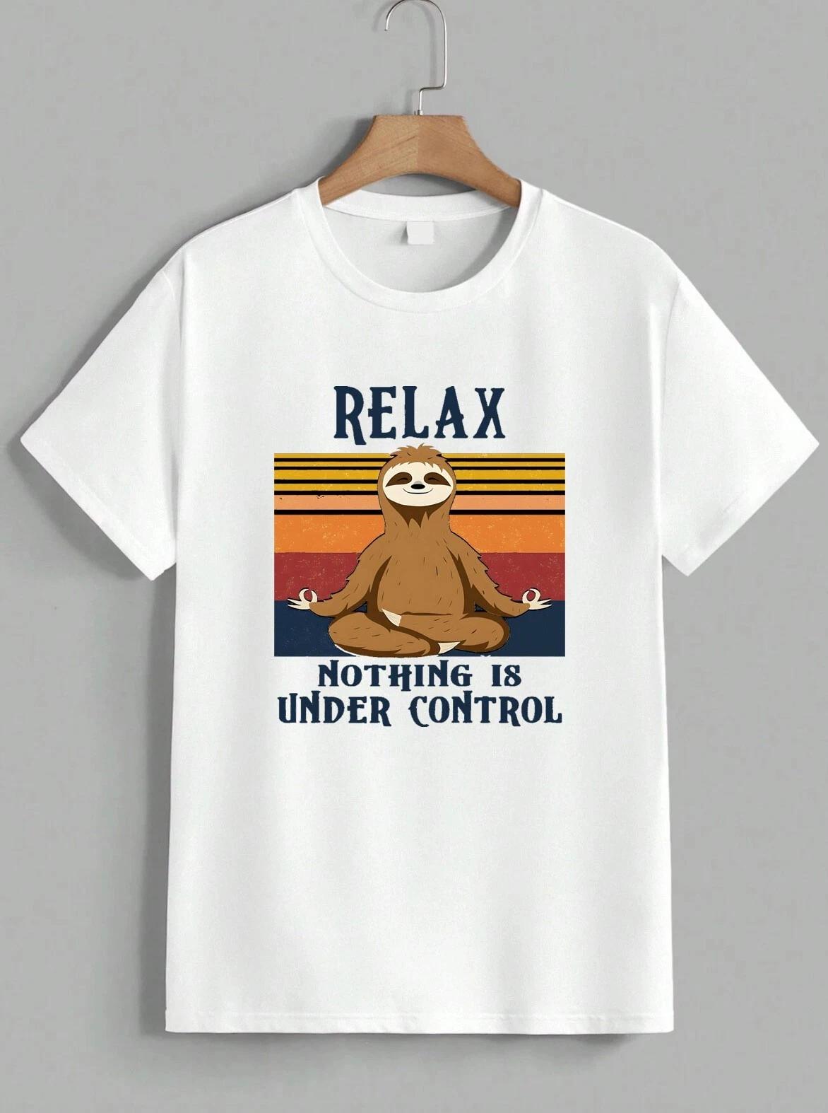 Relax Nothing Is Under Control Sloth T-Shirt Funny Yoga Meditation Gift Unisex S