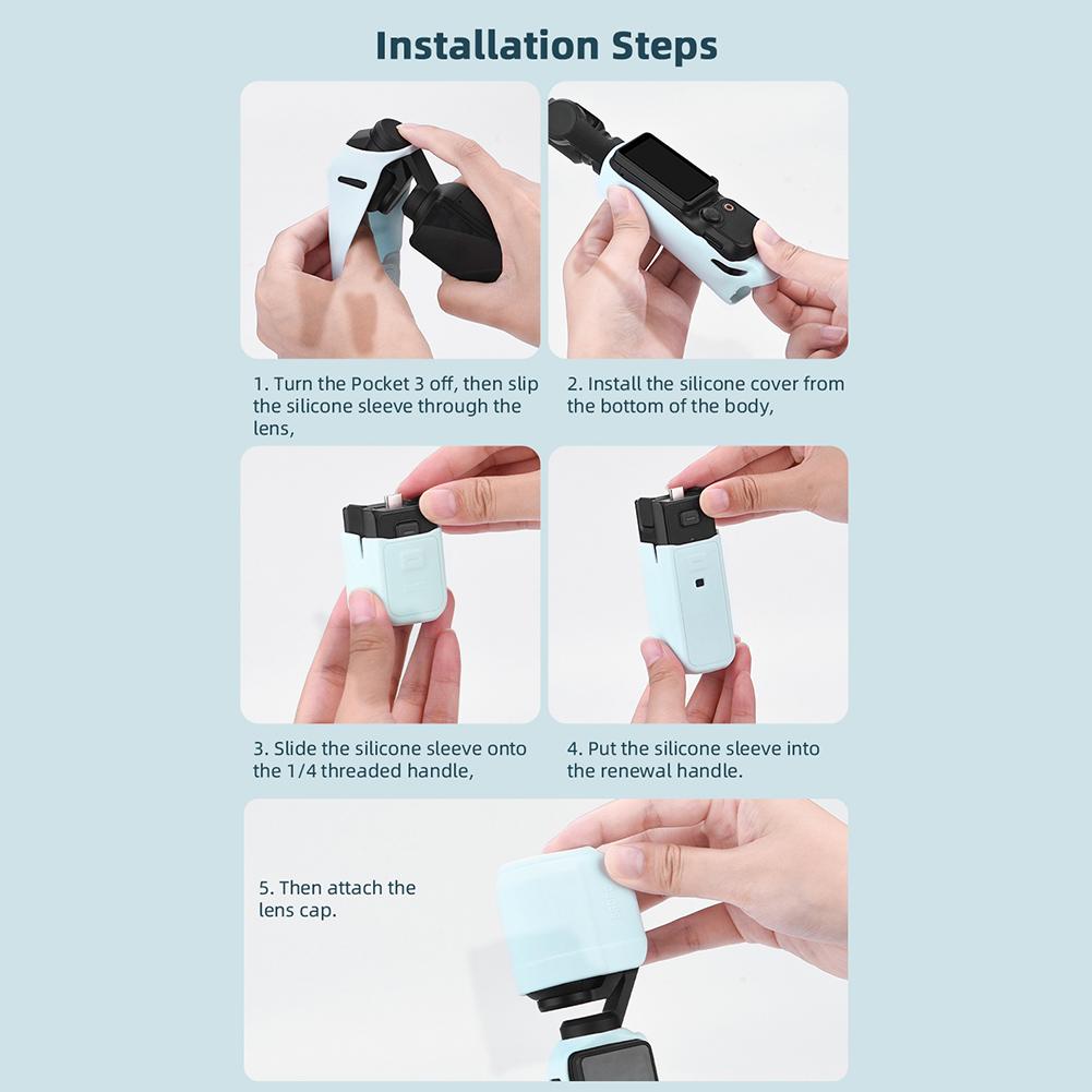 Silicone Case for DJI Osmo Pocket 3 Handle Soft Sleeve Skin Lens Cap Anti-Scratch Protective Shell for DJI Pocket 3 Accessories