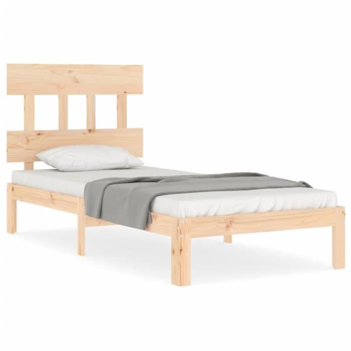 VidaXL Bed Frame with Headboard 90x200 Cm Solid Wood 3193581