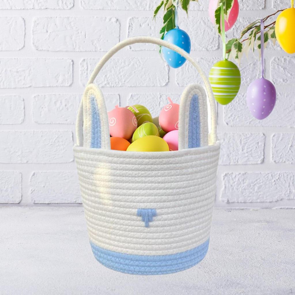 Easter Basket Eggs Bag Handwoven Woven Rope for Boys Girls Kids Children Party