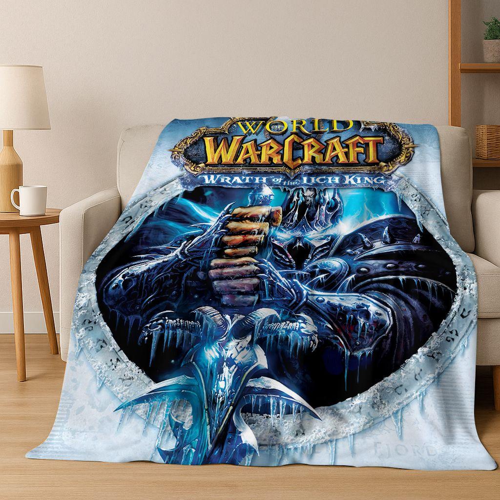 WOW World of Warcraft Arthas Demon Illidan Sylvanas Flannel Blanket,Cozy Soft Throw Blanket for Home Bedroom Bed Sofa Cover Gift