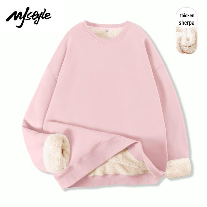 MJ STYLE Women's Lamb Fleece Round Neck Sweatshirt