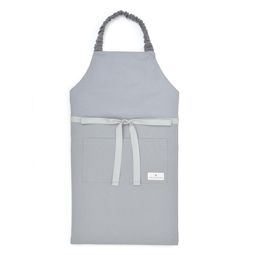 COLORFUL CANDY STYLE Apron In Solid Color with Grayish for Boys School Easy To Put On and Take Children's (100-120cm) Blue, (Elementary Age), Off,