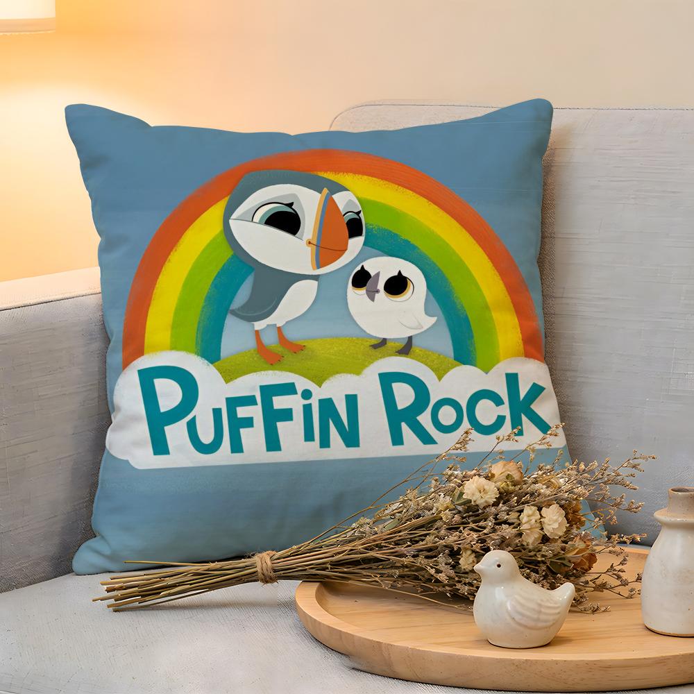 Cushion Cover  Linen  SkinFriendly Soft Decorative Case for Sofa Home Decor Kwaii Puffin Rock PPreschool Pillow Cover