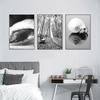 Black And White Posters Bridge Boat Palm Tree Canvas Print Pictures Conch Wall Art Sea Wave Poster Nordic Picture Bedroom Decor
