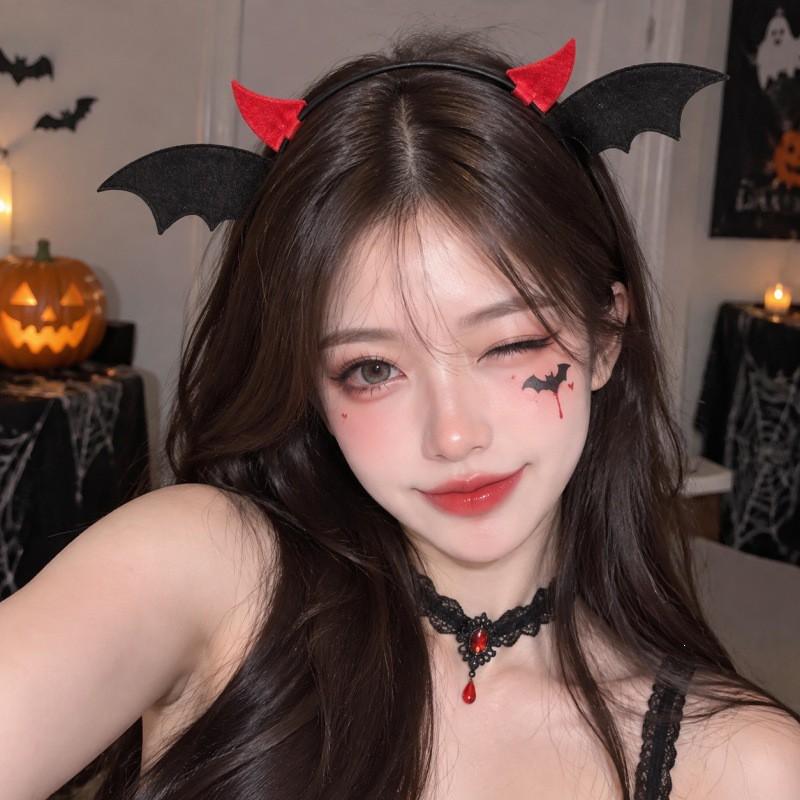 Halloween Hair Accessories Set: Spider Web Pumpkin Bat Ghost Bow Headbands Clips Women Costume Party