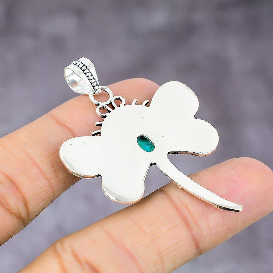 Natural Santa Rosa Turquoise Gemstone 925 Sterling Silver Pendant 2.21" M4I37