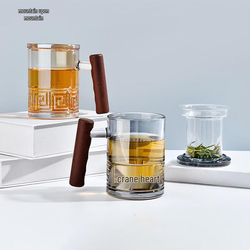 Smoke Grey Borosilicate Glass Tea Infuser Mug