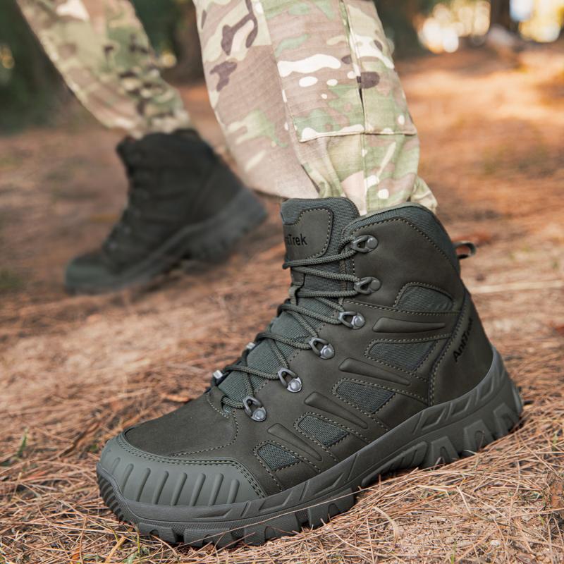 Men's Climbing Shoes Tactical Boots Waterproof Military High Quality Motorcycle Hunting Hiking Shoes Breathable Boots