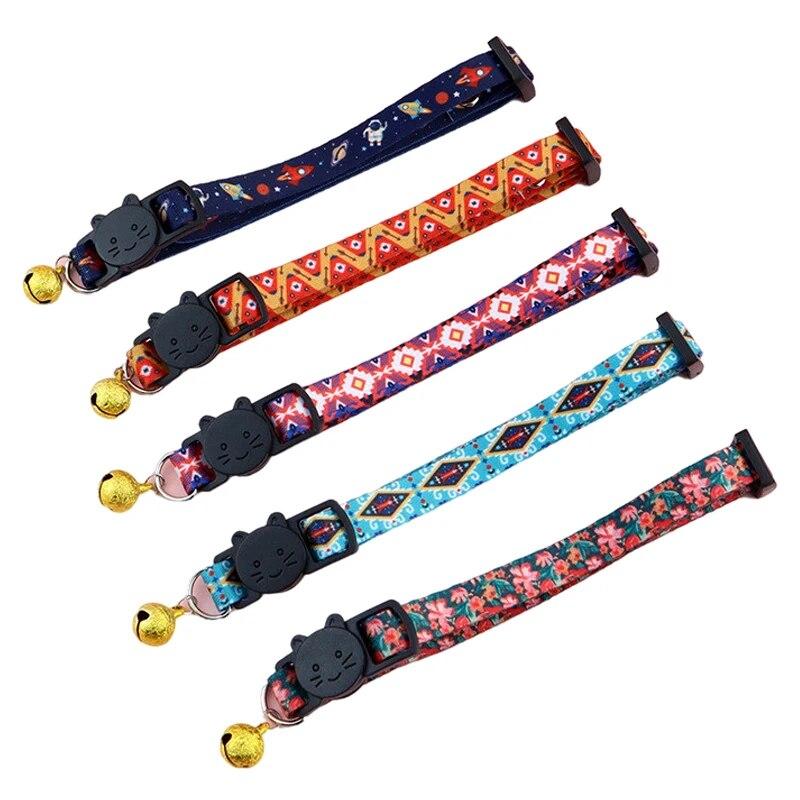 28 Style Cat Collar Adjustable Fruit Christmas Printing Pet Collar with Bell Teddy Chihuahua Puppy Kittens Necklace Pets Supplie