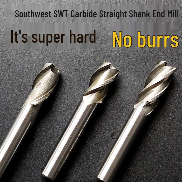 High-Speed Steel Keyway Milling Cutter: 2, 3, 4 Flute Straight Shank End Mill (White Steel)