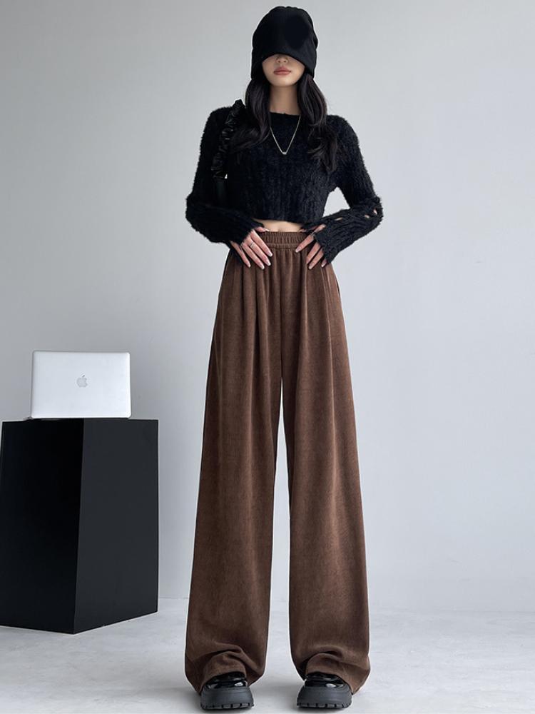 Kalhoty se širokými nohavicemi Dámské Podzim Zima Zesílené Volné Ležérní Rovné Kalhoty Y2K Dámské s Kapsami Mop Kalhoty Zeštíhlující Postavu