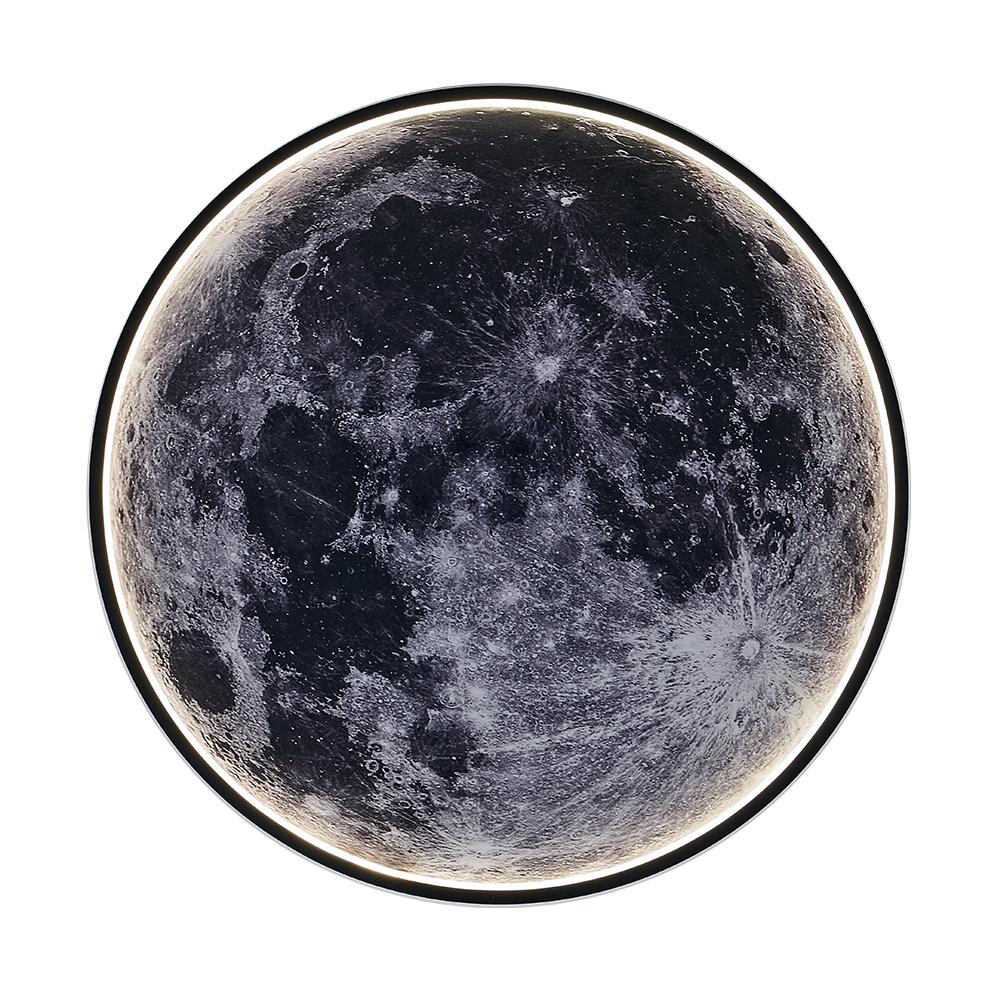 

Луна Настенный светильник Проход Коридор Фреска Искусство Бра Фойе Прихожая Галерея Фоновое украшение Детская спальня Прикроватный светодиодный потолочный светильник 40CM чёрный