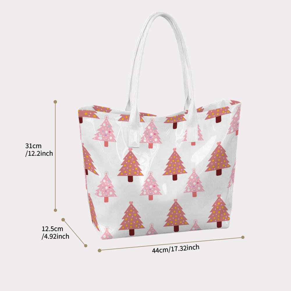 Cute Pink Tree Pattern Shoulder Bag Fashionable Large Capacity Casual Daily Tote Bag for Ladies Trendy Portable Travel Handbag