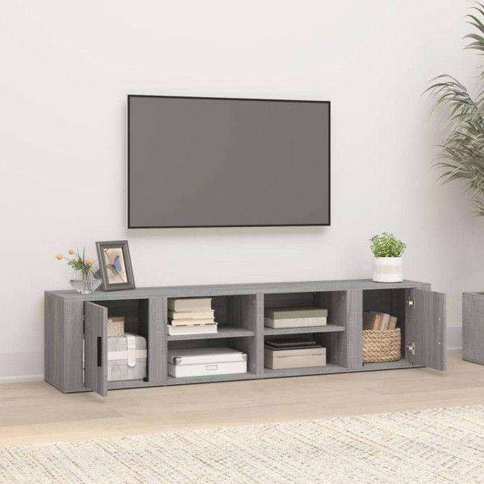 819449 vidaXL TV Stands 2 Pcs Sonoma Grey 80x31.5x36 Cm Engineered Wood