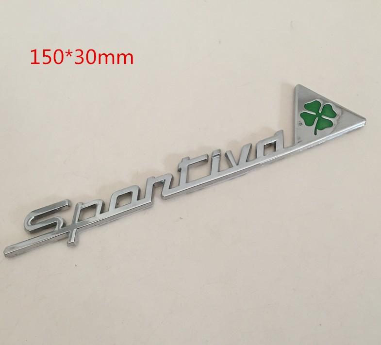OAHJY1 2pcs SPORTIVA Quatrefoil delta Car Side Fender Emblem Rear Trunk Badge Sticker for Alfa Romeo 147 156 159 166 Giulietta Spider