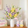 Konstgjorda påskharen-pinnar Vårblommor Trädgrenar med påskägg Konstgjorda Grenstammar för Blomsterarrangemang Bordscenterpiece Hem Vasdekor