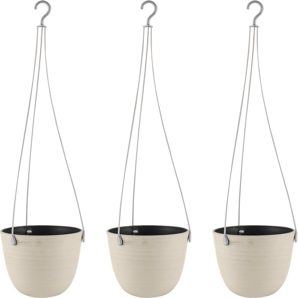 Richell Grainy Hanging Pots, 16-inch, Ivory, Set of 3, for Vegetables, Outdoor Plants, Houseplants, Bonsai, and More, Product Code: 003547