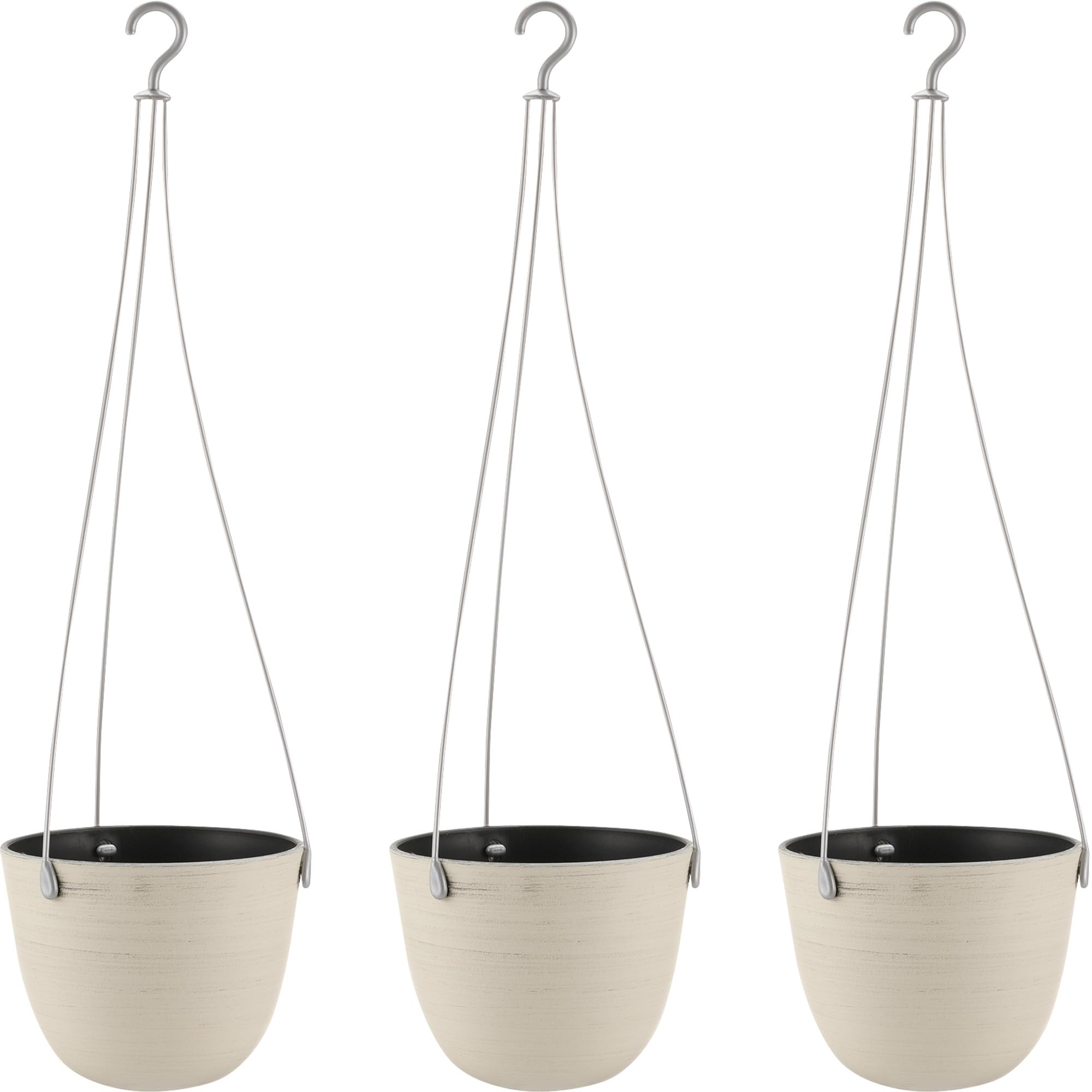 

Richell Grainy Hanging Pots, 16-inch, Ivory, Set of 3, for Vegetables, Outdoor Plants, Houseplants, Bonsai, and More, Product Code: 003547