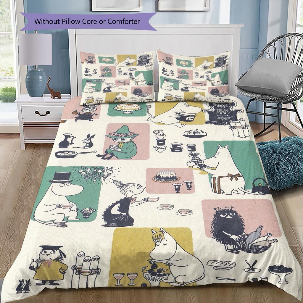 Set Copripiumino Trapuntato con Fantasia Cartone Animato Federa Decorazione per la Casa Regalo di Compleanno (1 * copripiumino + 2 * federa, senza nucleo)