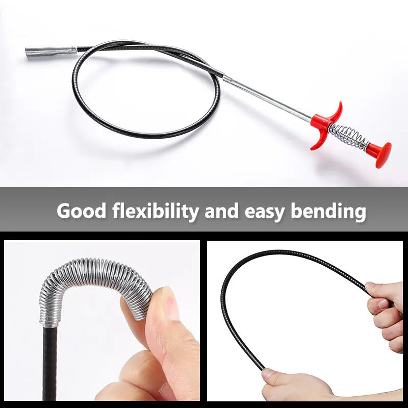 60cm Spring Pipe Dredging Tools, Drain Snake, Drain Cleaner Sticks Clog Remover Cleaning Household for KitchenBending Sink Tool