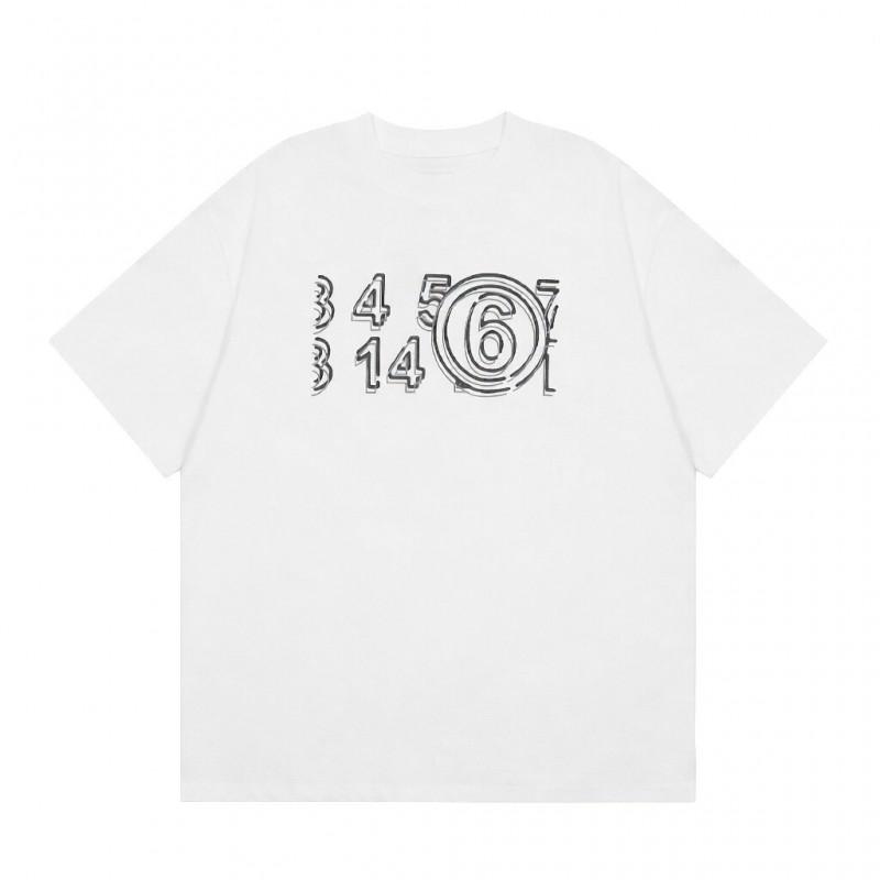Digital Print MM6 Cotton T-Shirt Men Women Short Sleeve Casual Top 230g