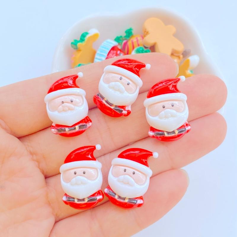 20 Stück Niedlicher Weihnachts-Schneemann, Weihnachtsmann, Lebkuchenmann, Weihnachtsbaum, Flache Rückseite, Harz, Scrapbooking, DIY, Schmuck, Dekoration, Zubehör
