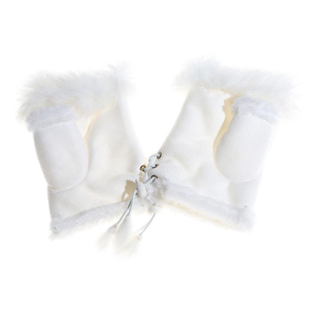 Faux Rabbit Fur Half Finger Gloves Cute Plush/Suede Leather Gloves High Quality Rabbit Hair Wrist Fingerless Mittens for Ladies