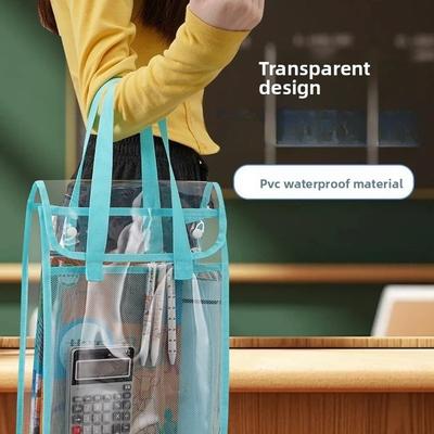 PVC Clear File Bag Waterproof Document Organizer For Student Exam School Supplies Study Pouch Book Carrier Tote Storage Bag