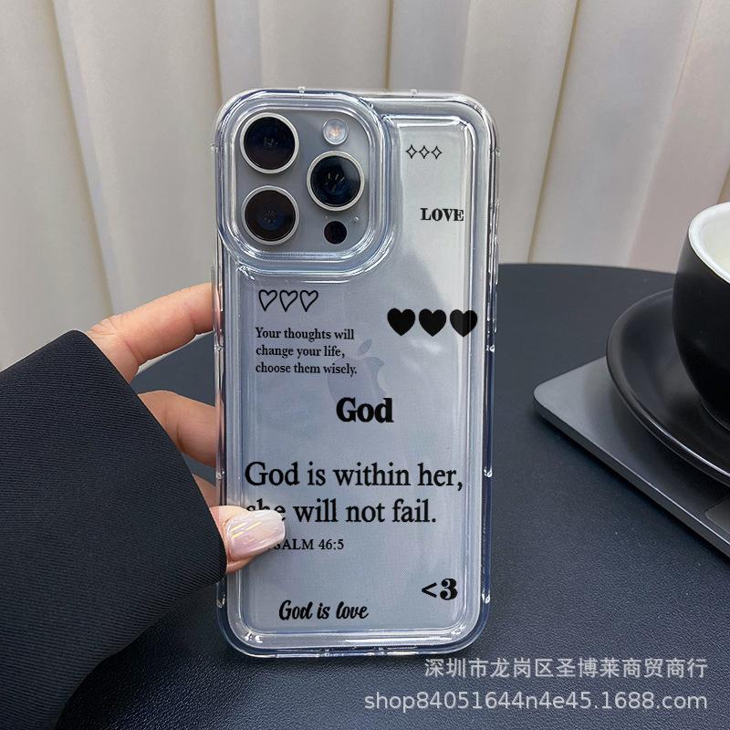 English Love Applies To Apple 15 Mobile Phone Case Iphone12promax Transparent 14/13/11/XSMAX Airbag