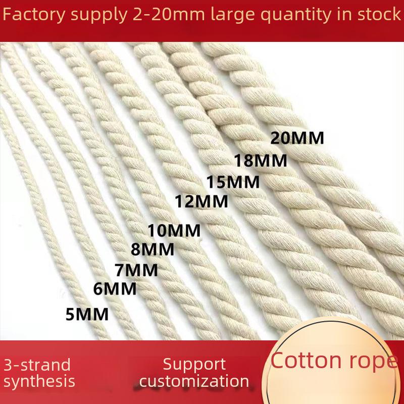 Multi-Strand Cotton Rope: DIY, Decorative, Pet Toy, Thick Three-Strand Twist