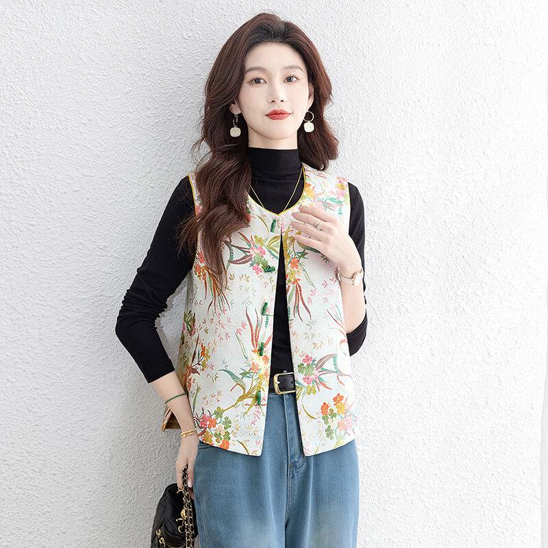 Women's New Chinese Style Floral Button Vest