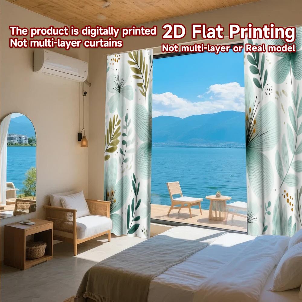 Set Of 2 Flat Printing Curtains Without Rod Floral Elegance Design Holiday Saint Patrick Is Day Printed Prints Curtain Polyester