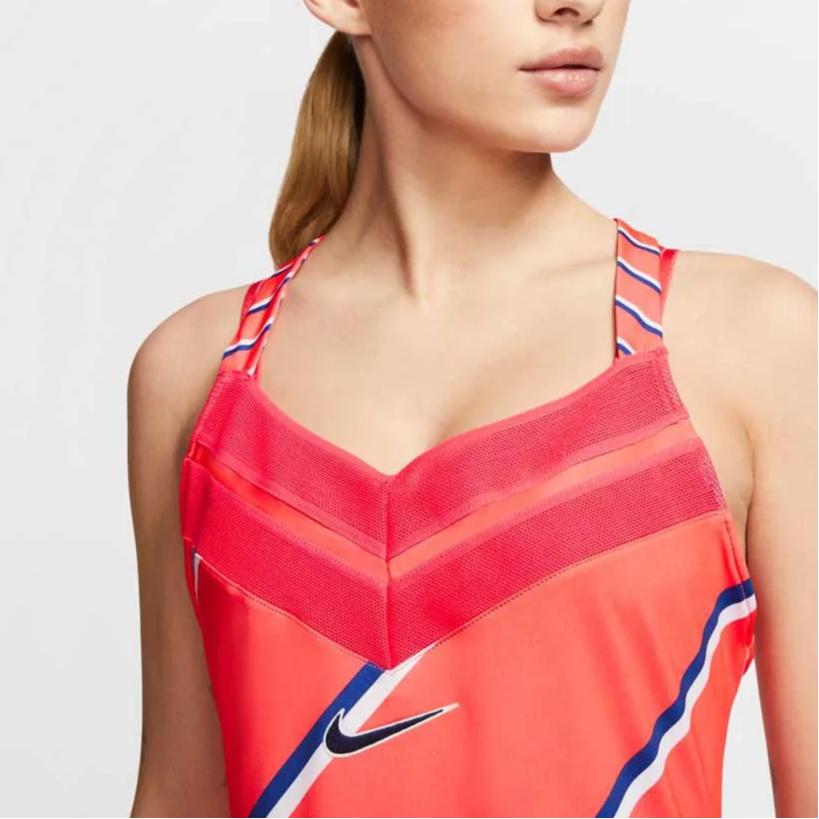 Nike Logo Print Tennis Badminton Sports Dress Women Dresses Orange Red CI9227-644