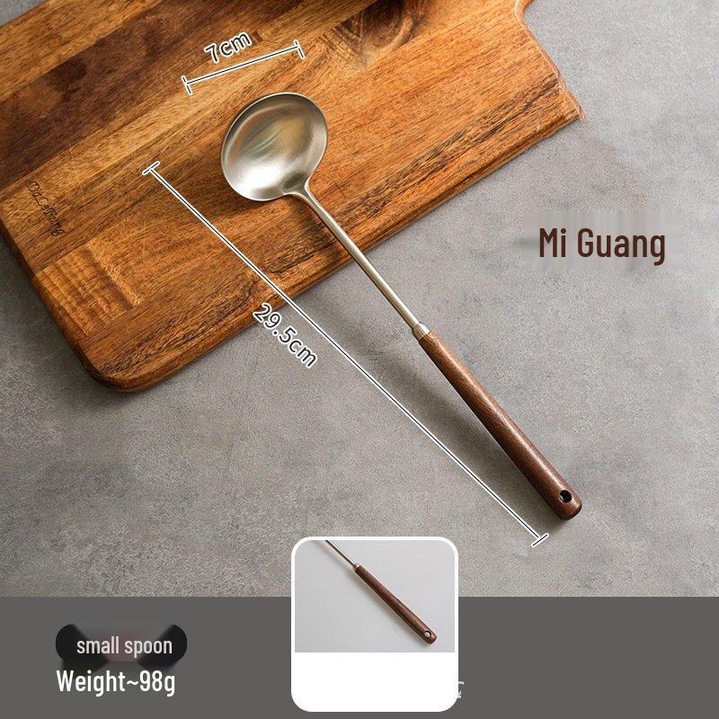Stainless Steel Walnut Handle Slotted Spoon Set