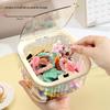 Transparent Flip-Top Box for Organizing Hair Accessories: Clips, Rubber Bands, Necklaces, Headwear, Rings, Ties, and Flowers.