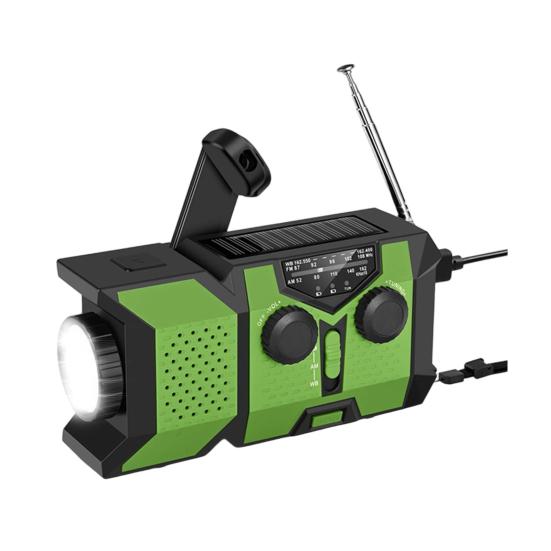 Emergency Radio with SOS Alarm Flashlight Solar Powered Hand Crank Rechargeable Radio Outdoor Camping