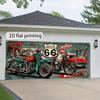 Toile de fond polyester Route 66 2D, Arrière-plan Vintage Moto Biker pour Fête de Biker & Décor Mural