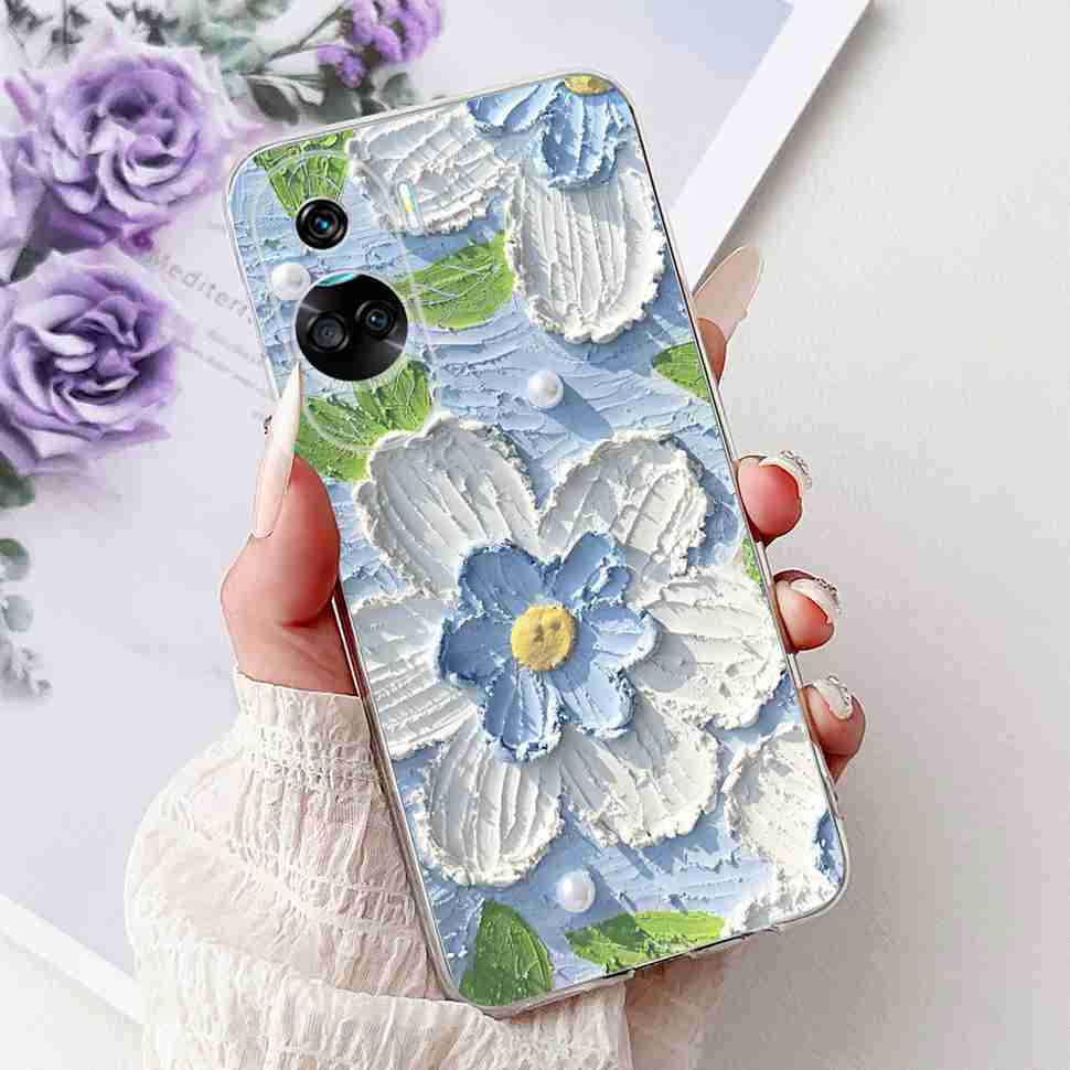 For Huawei Honor 90 Lite Case New Painted Flowers Soft Silicone TPU Cover For Honor 90 Lite CRT-NX1 6.7" Shockproof Phone Cases
