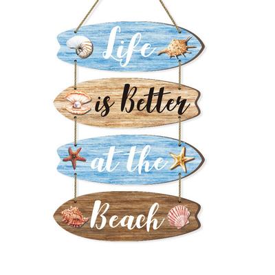 Yousheng Life Is Better At The Beach Bathroom Wall Decor Wooden Surfboard Coastal Hanging Plaques Rustic Nautical Farmhouse Wall Sign for Living Room