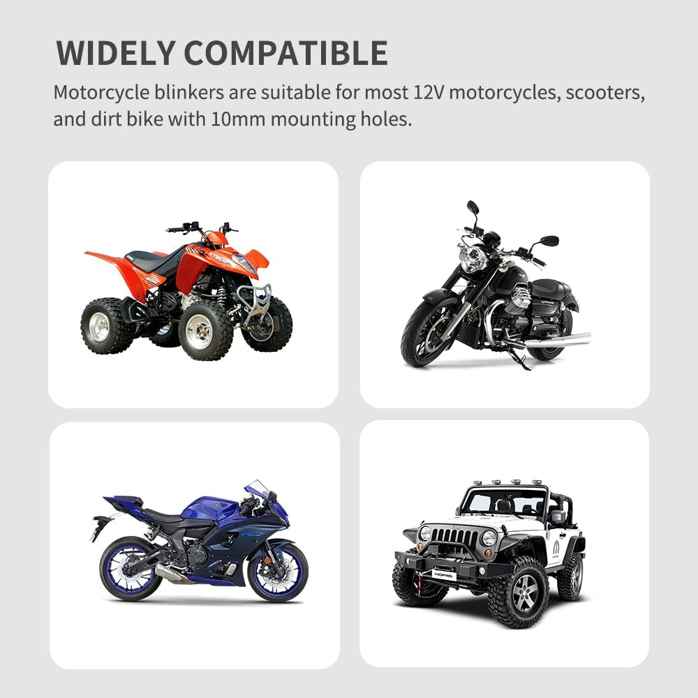 4PCS Motorcycle Turn Signals,12V 14LED Motorcycle Lights Turn Signal Assembly With Bright Amber Lamp,Universal Front/Rear Motorcycle LED Lights