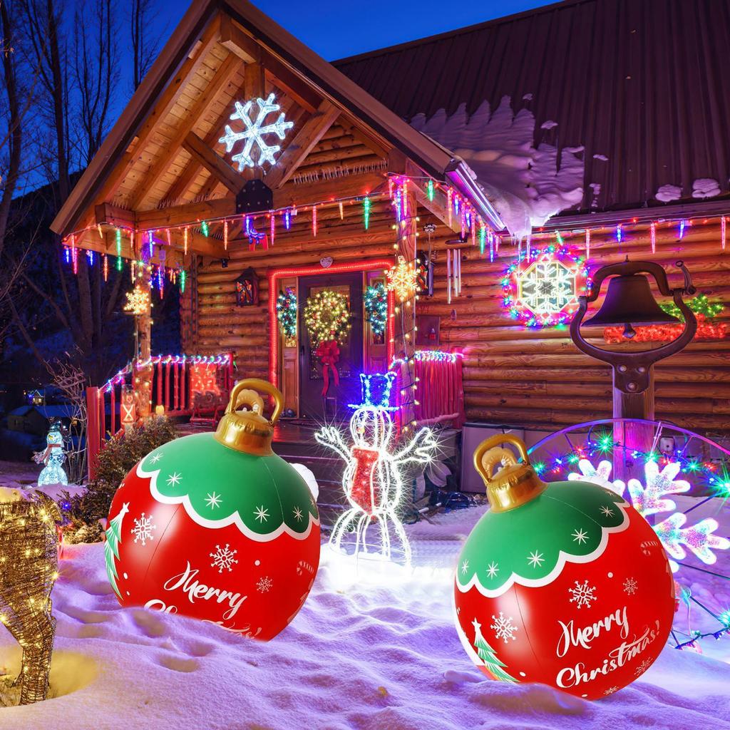 Inflatable Christmas Ball Giant PVC Inflatable Christmas Decorated Ball Ornaments Festive Party Decor For Porch Garden Living