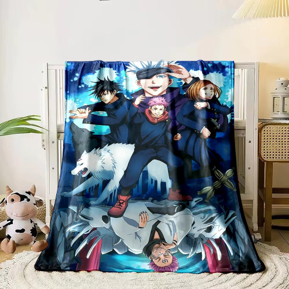 Jujutsu Kaisen Anime Characters Blanket Design Flannel Blanket for Bedroom, Living Room, Sofa, and Nap Sofas.