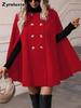 Wool Coat for Women, Autumn and Winter, High-end, Mid-length, Double-buttoned, Loose Fit, Slimming - Cape