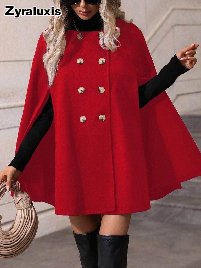 Wool Coat for Women, Autumn and Winter, High-end, Mid-length, Double-buttoned, Loose Fit, Slimming - Cape