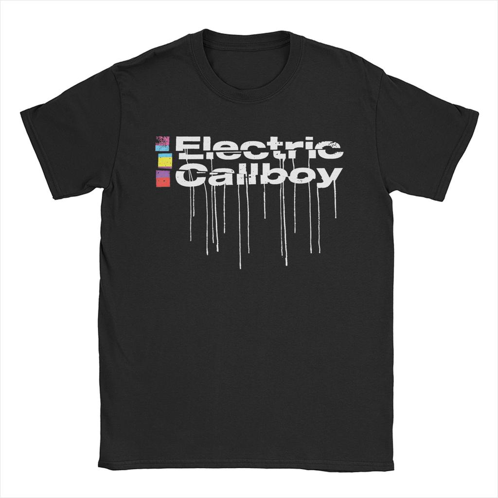 Casual Electric Callboy Splash Vinyl T Shirt Men O-neck Short Sleeve Clothing Cotton Summer Top Tee